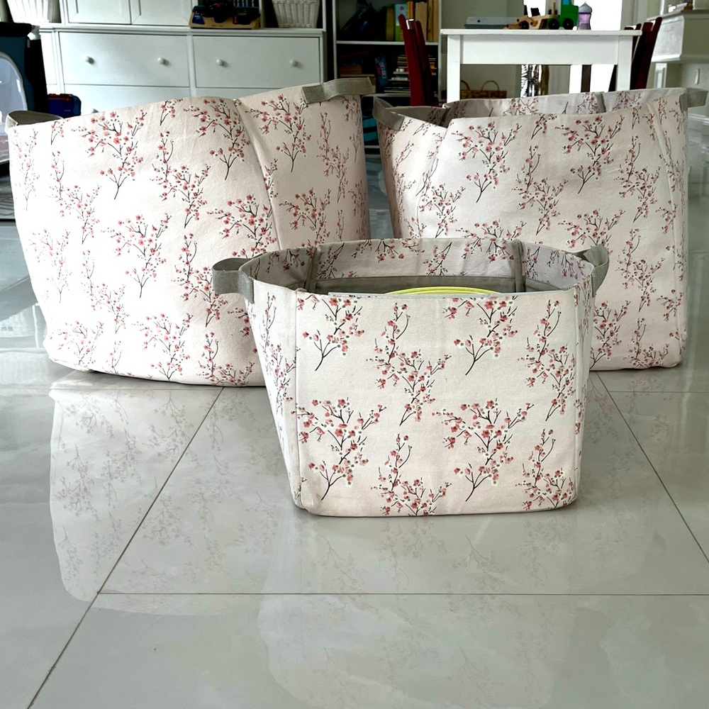 Restoration Hardware storage bins! Two oversized one medium.